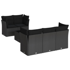vidaXL 6 részes fekete polyrattan kerti ülőgarnitúra párnákkal (3217245) kerti bútor