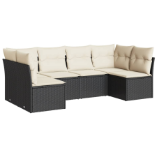 vidaXL 6 részes fekete polyrattan kerti ülőgarnitúra párnákkal (3217386) kerti bútor