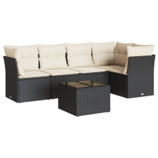 vidaXL 6 részes fekete polyrattan kerti ülőgarnitúra párnákkal (3217606) kerti bútor
