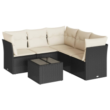 vidaXL 6 részes fekete polyrattan kerti ülőgarnitúra párnákkal (3217626) kerti bútor