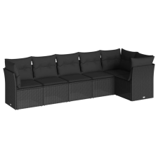vidaXL 6 részes fekete polyrattan kerti ülőgarnitúra párnákkal (3217655) kerti bútor