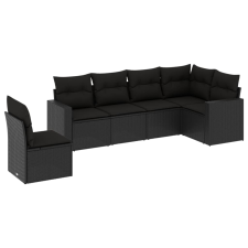 vidaXL 6 részes fekete polyrattan kerti ülőgarnitúra párnákkal (3219015) kerti bútor