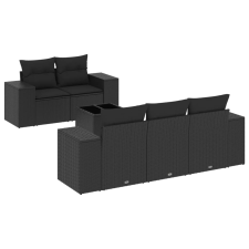 vidaXL 6 részes fekete polyrattan kerti ülőgarnitúra párnákkal (3222294) kerti bútor