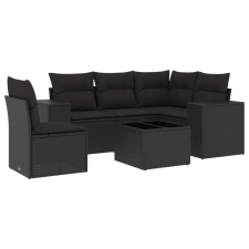 vidaXL 6 részes fekete polyrattan kerti ülőgarnitúra párnákkal (3222574) kerti bútor