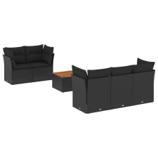 vidaXL 6 részes fekete polyrattan kerti ülőgarnitúra párnákkal (3223479) kerti bútor