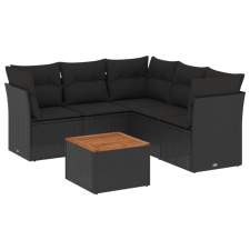 vidaXL 6 részes fekete polyrattan kerti ülőgarnitúra párnákkal (3223633) kerti bútor