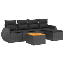 vidaXL 6 részes fekete polyrattan kerti ülőgarnitúra párnákkal (3224977) kerti bútor