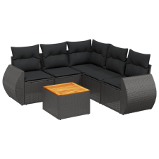 vidaXL 6 részes fekete polyrattan kerti ülőgarnitúra párnákkal (3224998) kerti bútor