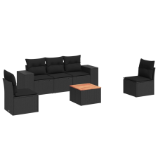 vidaXL 6 részes fekete polyrattan kerti ülőgarnitúra párnákkal (3225383) kerti bútor