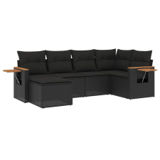 vidaXL 6 részes fekete polyrattan kerti ülőgarnitúra párnákkal (3227014) kerti bútor