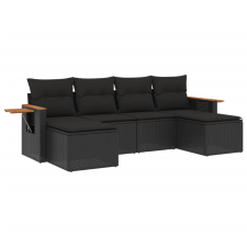 vidaXL 6 részes fekete polyrattan kerti ülőgarnitúra párnákkal (3227056) kerti bútor