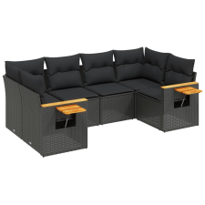 vidaXL 6 részes fekete polyrattan kerti ülőgarnitúra párnákkal (3227098) kerti bútor