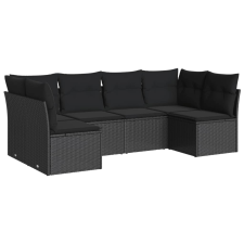 vidaXL 6 részes fekete polyrattan kerti ülőgarnitúra párnákkal (3249224) kerti bútor