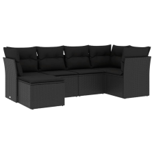 vidaXL 6 részes fekete polyrattan kerti ülőgarnitúra párnákkal (3249784) kerti bútor