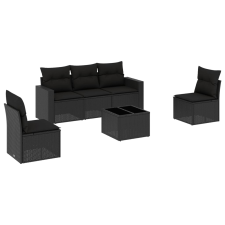vidaXL 6 részes fekete polyrattan kerti ülőgarnitúra párnákkal (3251132) kerti bútor