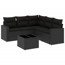 vidaXL 6 részes fekete polyrattan kerti ülőgarnitúra párnákkal (3251292) kerti bútor