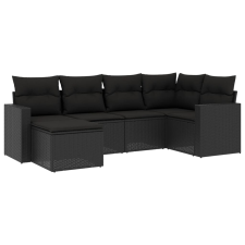 vidaXL 6 részes fekete polyrattan kerti ülőgarnitúra párnákkal (3251592) kerti bútor