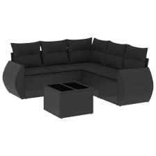 vidaXL 6 részes fekete polyrattan kerti ülőgarnitúra párnákkal (3253692) kerti bútor