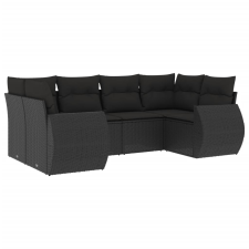 vidaXL 6 részes fekete polyrattan kerti ülőgarnitúra párnákkal (3254112) kerti bútor