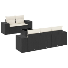 vidaXL 6 részes fekete polyrattan kerti ülőgarnitúra párnákkal (3254633) kerti bútor