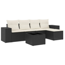 vidaXL 6 részes fekete polyrattan kerti ülőgarnitúra párnákkal (3254833) kerti bútor