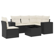 vidaXL 6 részes fekete polyrattan kerti ülőgarnitúra párnákkal (3254913) kerti bútor