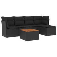 vidaXL 6 részes fekete polyrattan kerti ülőgarnitúra párnákkal (3255943) kerti bútor