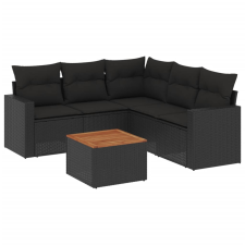 vidaXL 6 részes fekete polyrattan kerti ülőgarnitúra párnákkal (3256447) kerti bútor