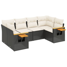 vidaXL 6 részes fekete polyrattan kerti ülőgarnitúra párnákkal (3259501) kerti bútor