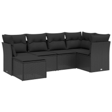 vidaXL 6 részes fekete polyrattan kerti ülőgarnitúra párnákkal (3263171) kerti bútor
