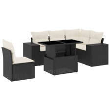 vidaXL 6 részes fekete polyrattan kerti ülőgarnitúra párnákkal (3269166) kerti bútor