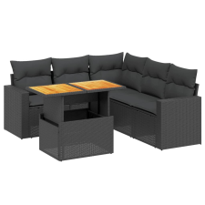 vidaXL 6 részes fekete polyrattan kerti ülőgarnitúra párnákkal (3271307) kerti bútor