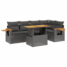 vidaXL 6 részes fekete polyrattan kerti ülőgarnitúra párnákkal (3271741) kerti bútor
