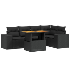 vidaXL 6 részes fekete polyrattan kerti ülőgarnitúra párnákkal (3272623) kerti bútor