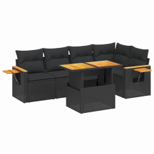 vidaXL 6 részes fekete polyrattan kerti ülőgarnitúra párnákkal (3273505) kerti bútor