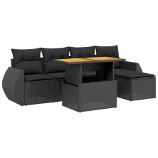 vidaXL 6 részes fekete polyrattan kerti ülőgarnitúra párnákkal (3275806) kerti bútor