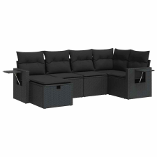 vidaXL 6 részes fekete polyrattan kerti ülőgarnitúra párnákkal (3325481) kerti bútor