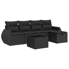 vidaXL 6 részes fekete polyrattan kerti ülőgarnitúra párnákkal (3325571) kerti bútor