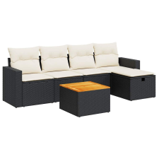 vidaXL 6 részes fekete polyrattan kerti ülőgarnitúra párnákkal (3325780) kerti bútor