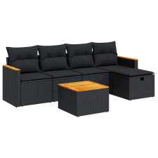 vidaXL 6 részes fekete polyrattan kerti ülőgarnitúra párnákkal (3325905) kerti bútor