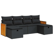 vidaXL 6 részes fekete polyrattan kerti ülőgarnitúra párnákkal (3326052) kerti bútor
