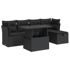 vidaXL 6 részes fekete polyrattan kerti ülőgarnitúra párnákkal (3326136) kerti bútor