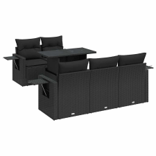 vidaXL 6 részes fekete polyrattan kerti ülőgarnitúra párnákkal (3326406) kerti bútor