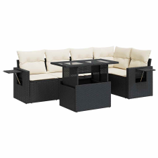 vidaXL 6 részes fekete polyrattan kerti ülőgarnitúra párnákkal (3326477) kerti bútor