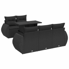 vidaXL 6 részes fekete polyrattan kerti ülőgarnitúra párnákkal (3326566) kerti bútor
