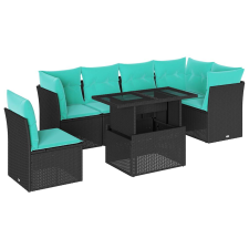 vidaXL 6 részes fekete polyrattan kerti ülőgarnitúra párnákkal (3326617) kerti bútor