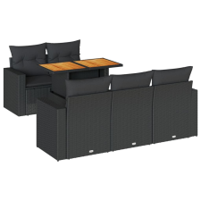 vidaXL 6 részes fekete polyrattan kerti ülőgarnitúra párnákkal (3326988) kerti bútor