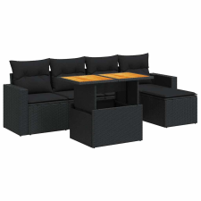 vidaXL 6 részes fekete polyrattan kerti ülőgarnitúra párnákkal (3327023) kerti bútor
