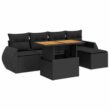 vidaXL 6 részes fekete polyrattan kerti ülőgarnitúra párnákkal (3327247) kerti bútor