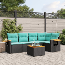 vidaXL 6 részes fekete polyrattan kerti ülőgarnitúra párnával (3226792) kerti bútor